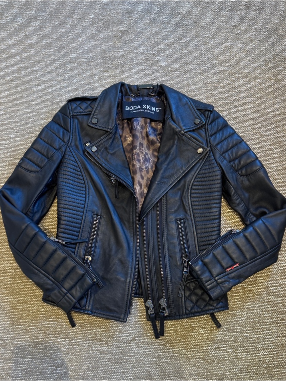 Boda Skins Black Quilted Leather Biker Jacket